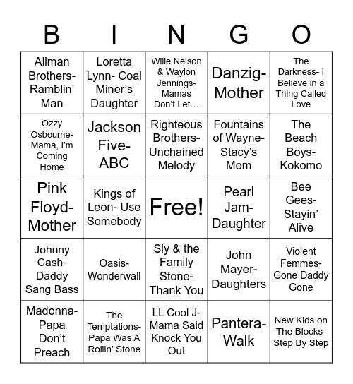 Total-Quiz.com Presents Radio Bingo: Family Ties Bingo Card