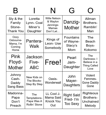Total-Quiz.com Presents Radio Bingo: Family Ties Bingo Card