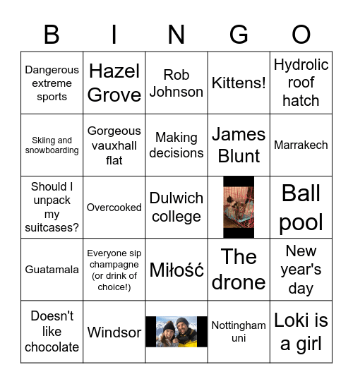 Lucy & Rob bingo Card