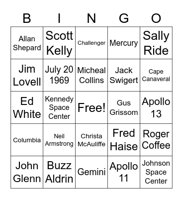 Astronauts Bingo Card