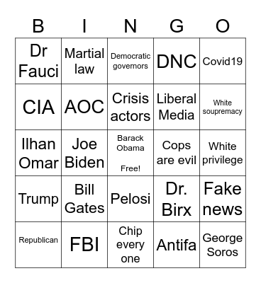 #ReleaseTheMemo Bingo Card