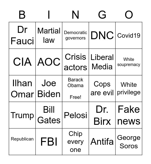 #ReleaseTheMemo Bingo Card