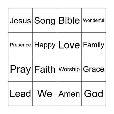 Sunday Service Bingo Card