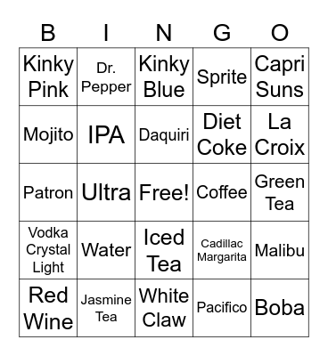 What We Drink BINGO Card