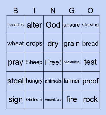 Gideon and the Fleece Bingo Card