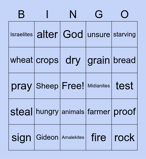 Gideon and the Fleece Bingo Card