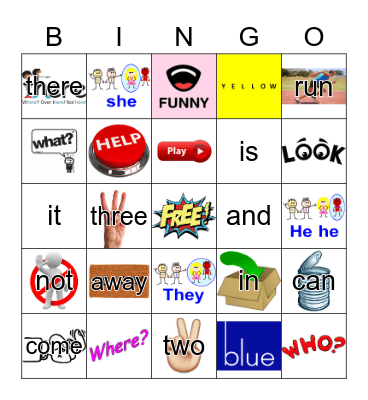 Sight Words Bingo Card