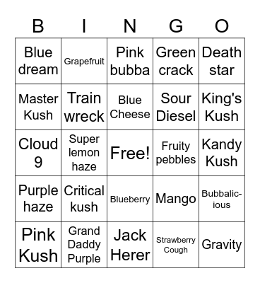 Marijuana Bingo Card