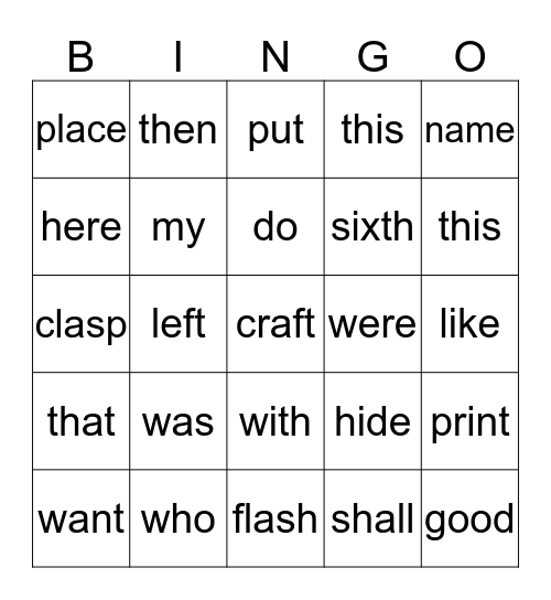 PHONICS FUN Bingo Card