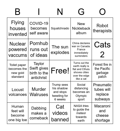 2020 Bingo Card