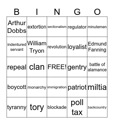 vocab bingo Card