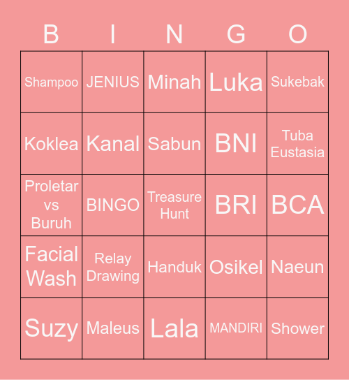 JENNIE2Lc Bingo Card