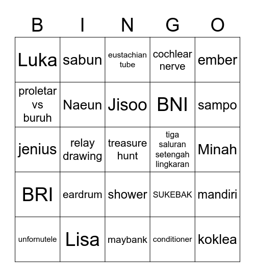 Naeun mau menang Bingo Card