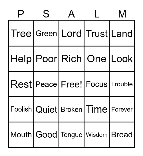 Psalm 37 Bingo Card