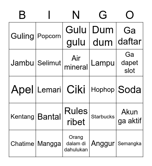 Woff Bingo Card