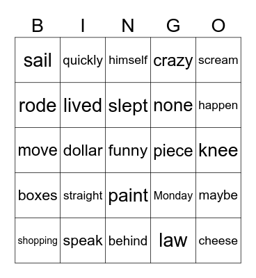 Grant 6/1/20 Bingo Card