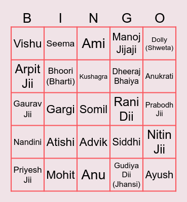 👪Pachmarhi Family👪 Bingo Card