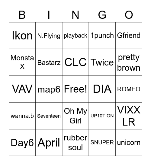 Cirus Bingo Card