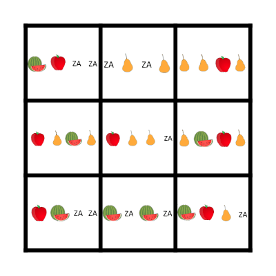 Fruit rhythm bingo Card