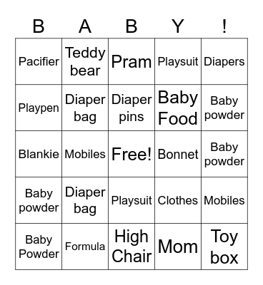 Kasey and Luke Shower Bingo Card