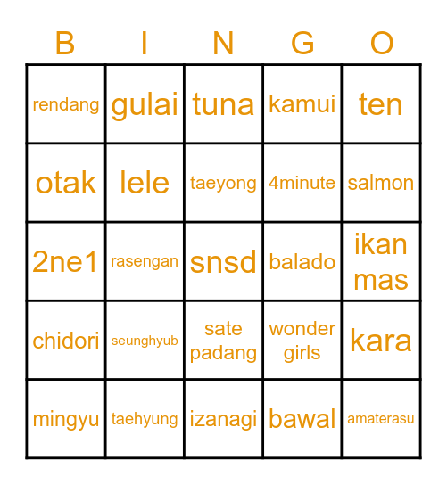 Bingo bersama Jaehyun Bingo Card