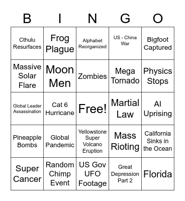 2020 Bingo Card