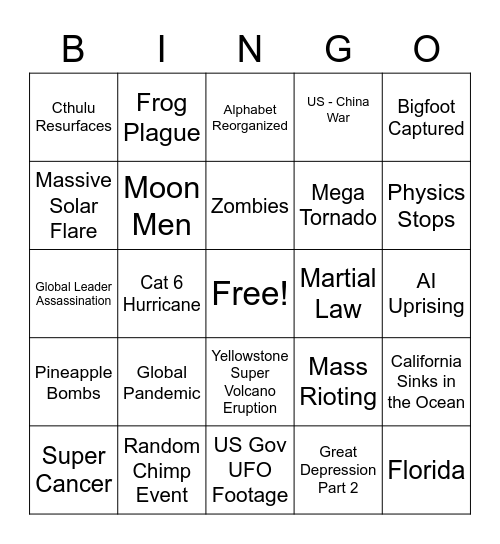 2020 Bingo Card