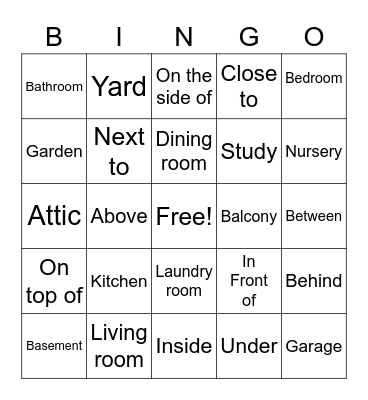 House/Location Bingo Card