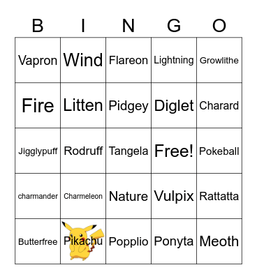 pokemon Bingo Card