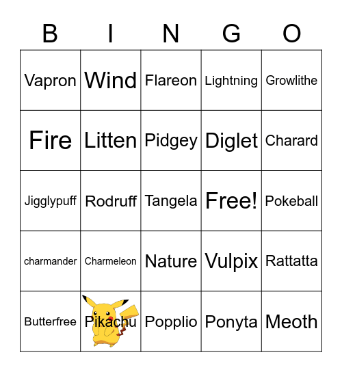 pokemon Bingo Card