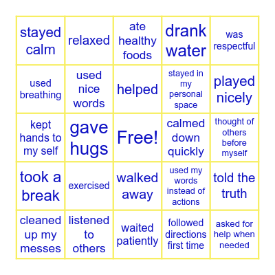 MY CHOICES Bingo Card