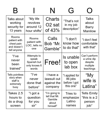 Dennis Bingo Card