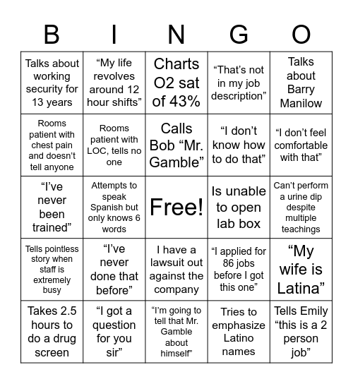 Dennis Bingo Card