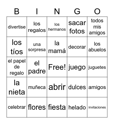 Rebecca's Fiesta Bingo Card