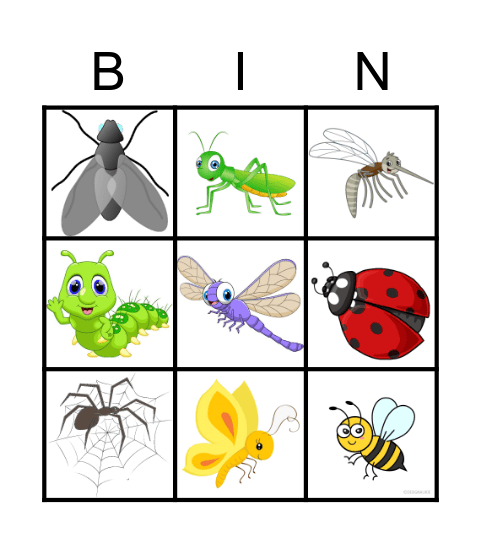 Insects and Bugs Bingo Card