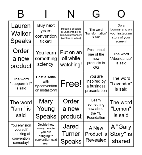 CONVENTION! Bingo Card