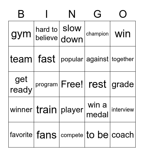 Sports Bingo Card