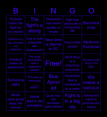 Death Battle Bingo Card