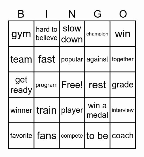 Sports Bingo Card