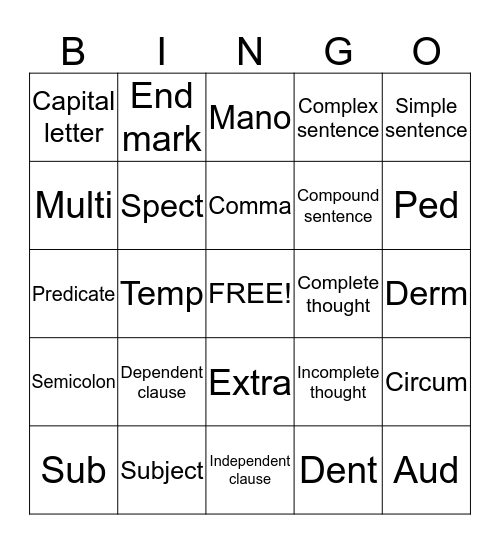Untitled Bingo Card