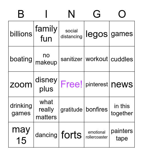 THURSDAY BINGO 6:30pm Bingo Card