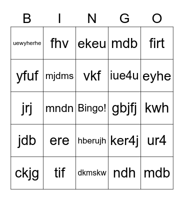 Home Bingo Card