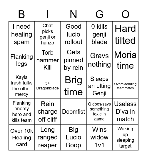 Overwatch Bingo Card