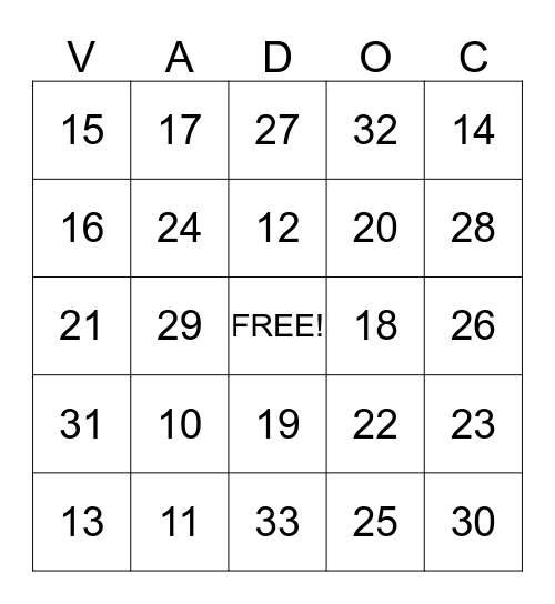 Sussex Two Employee Appreciation Bingo Card