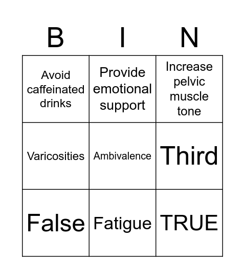 ANTEPARTUM Bingo Card