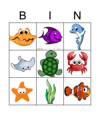 Ocean Animals Bingo Card