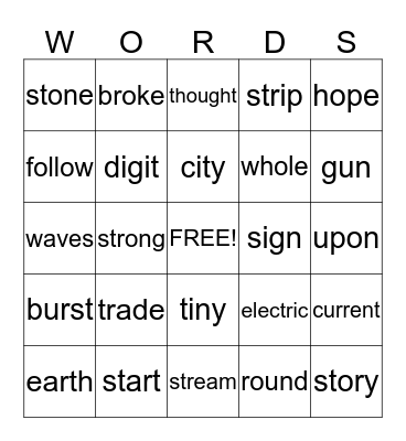 Sight Word Bingo List 3 Bingo Card