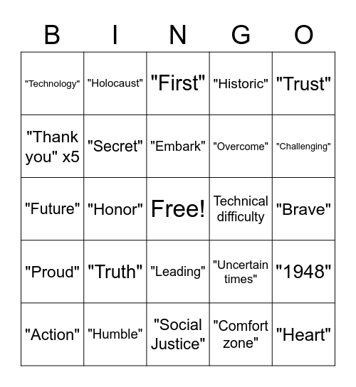 Congratulations, Yehuda! Bingo Card