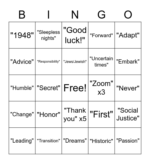 Congratulations, Yehuda! Bingo Card