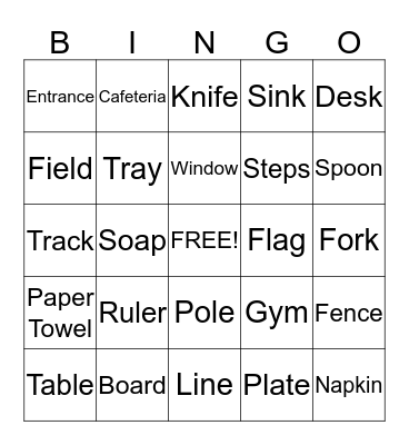 School Bingo Card